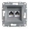 Asfora 2xRJ45 számítógép csatlakozó Cat5 UTP acél EPH4400162