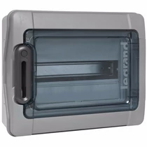 Kiselosztó  falon kívüli átlátszó ajtó  12mod IP65 szürke PE/N sín IP65 Plexo55 601981
