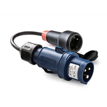 Csatlakozó dugó adapter, 25cm hosszú kábellel H05RR-F 3x1,5mm, CEE 16A/250V 2P+T 6h / Schuko 230V 16A IP54 130000