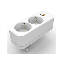 Elosztó 2-es, fehér + USB-A+C  (2x1000mA) IP20 AD182USB