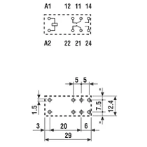 Jelfogó relé 2CO(váltó) 8A 230V AC, 5mm lábkiosztás, NYÁK-ba vagy foglalatba 40.52.8.230