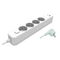 Hálózati elosztó  4-es,  2m vezetékkel kapcsolóval, fehér, USB-A és USB-C töltőaljzattal, H05VV-F 3x1,0mm2 EK42USB