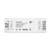 RF dimmer vevő, fehér LED-szalagokhoz, 1-csatornás, nyomógombbal illetve távirányítóval vezérelhető, 8A 12/24V (99RREMOTE1-hez) 99RECEIVER1