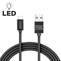 Töltővezeték, LED-fénnyel, USB-C 1m, fekete USBC 1 55442C-BK