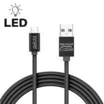 Töltővezeték, LED-fénnyel, USB-C 1m, fekete USBC 1 55442C-BL