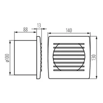 Ventilátor alap 100mm siklócsapágyas + időzítő 100m3/h , kettős szigetelésű EOL100T 70938