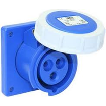 Ipari dugalj beépíthető 16A 3-pólus 230V(50+60Hz) kék egyenes IP67 3132-6 műanyag PCE