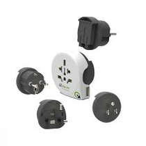 Utazóadapter cserélhető fejekkel, kimeneti aljzat AUS/CHINA, IT, UK, CH, BRAZIL, USA, EURO szabványú, célország: EUROPE, UK, USA  2.200110
