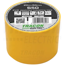 Szig.szalag 20m x 50mm sárga, PVC, 0-90°C, 40kV/, Tracon S50
