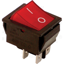 Beépíthető kapcsoló, piros  jelzőlámpával, 0-1, 2P 16A TES-42