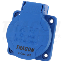 Beépíthető dugalj 2P+F egyfázisú 105-OB kék 50x50mm TICS-105S Tracon