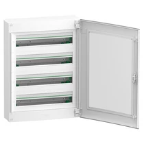 Kiselosztó  falon kívüli átlátszó füst ajtó 4x24M 96modul IP40 4 sor PE/N sín LVSXR424
