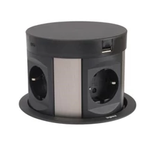 Bútorba süllyeszthető, rejtett 4-es elosztó 3680W + 2db USB-A + C aljzattal, 2m-vezetékkel, átm: 120mm furatba illeszthető 654982