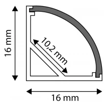 Aluprofil búra &quot;sarok&quot; profilokhoz opál  2m/db AAP-C-COV-M-2M