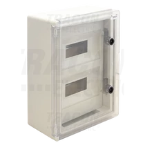 Fali műanyag szekrény 2x12modul  400x300x165 (MxSZxMÉ) átlátszó ajtós IP65 IK08 RAL7035 TME403017T Tracon