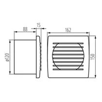 Ventilátor alap 120mm siklócsapágyas + páraérzékelővel 150m3/h ,zajszint 38db (A),  kettős szigetelésű EOL 120T 70943
