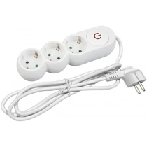 Hálózati elosztó  3-as 1,5m kapcsolós 3x1,5mm2, fehér max.: 3680W ESERS1.5G3-1.5-SW