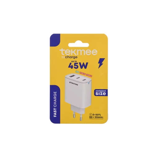Hálózati töltő adapter fehér 45W 1x USBC-A, 2xUSB-C