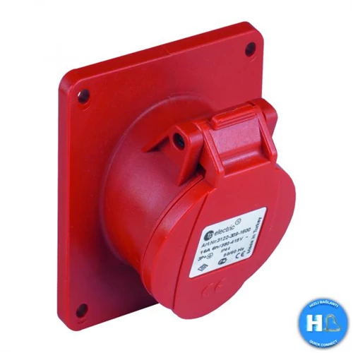 Dugalj beépíthető 16A 5-pólus 400V(50+60Hz) piros egyenes IP44 műanyag 3005-309-1600 TP Electric (Dafb-164)