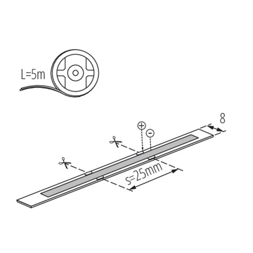 Led szalag 760lm/m 8W/m 4000K 12VDC IP00 COB 8W/M 12 IP00-NW 33366