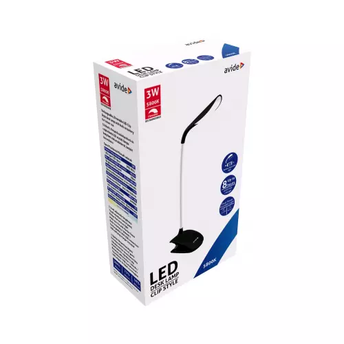 Csiptetős lámpa, fekete 1,5W 120lm, fényerőszabályozható LI-ON akkumulátorral, töltővel ABLDL-CLIP-1.5W-BL