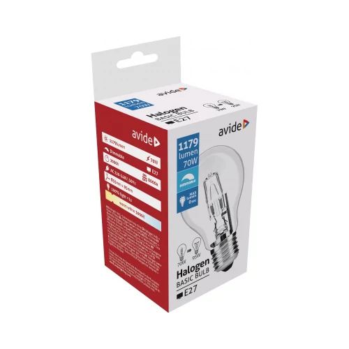 Eco halogén 70W E27 A60 230V átlátszó halogén AHG27WW-70W