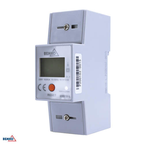 Fogyasztásmérő, direkt, 1 fázis  digitális, 2modul széles 10A (80A) A30-BM01B-L