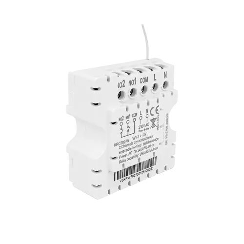 WIFI tuya, RF, kétcsatornás kapcsoló vevő, szabványos 65-ös dobozba szerelhető, 230VAC ET-KRC702-W