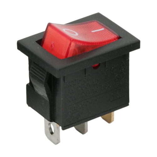 Beépíthető kapcsoló, 0-1, piros jelzőlámpával, 1P 6A 09019PI (5db/csom)