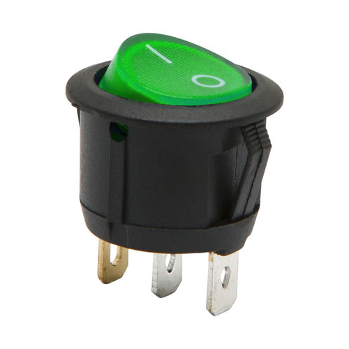 Beépíthető kapcsoló, zöld jelzőlámpával, 0-1, 2P 6A 250VAC 09085GR