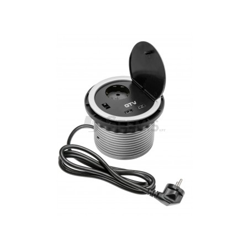 Süllyesztett 1-es dugalj + 2xUSB csatlakozó D=800mm, max.: 3600W 5V 2A AE-BPW1S2UCH-80 GTV