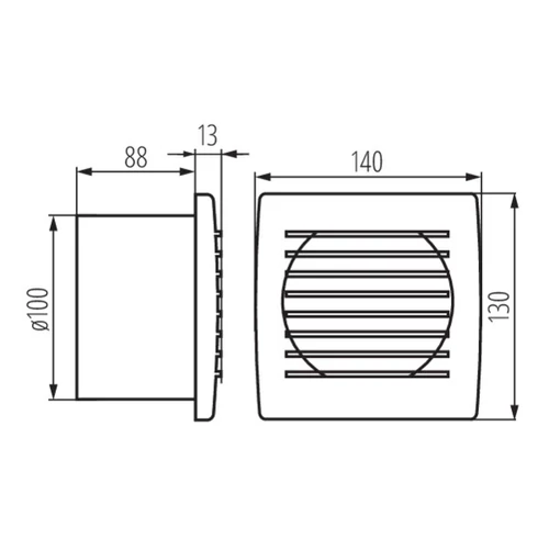 Ventilátor alap 100mm siklócsapágyas + időzítő 100m3/h , kettős szigetelésű EOL100T 70938