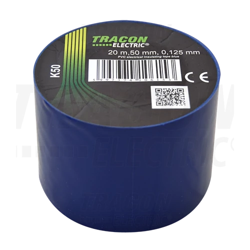 Szig.szalag 20m x 50mm kék, PVC, 0-90°C, 40kV/, (10db/csom) Tracon K50