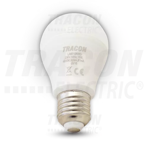 Led E27 10W kisgömb dimmerelhető (fényerőszabályozható) 4000K 250° 800lm LAD6010NW Tracon ( 1 / csomag )