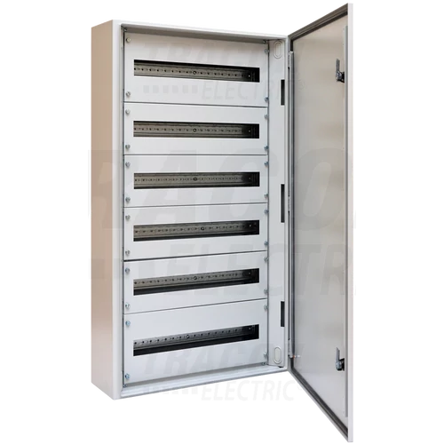 Fémszekrény  maszkos 1050x600x200, 6x24mod, 144modul  (MxSZxMÉ) teli ajtós, IP54 RAL7035 TGEF6010520