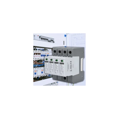 Túlfeszültség levezető 4P, T1, T2 (B+C)-es típus, cserélhető betéttel 12,5kA SPD03-4P-B+C