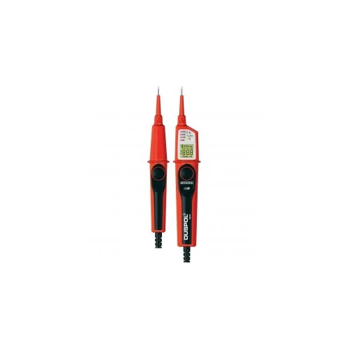 Duspol digital feszültségvizsgáló LCD-kijelzővel, 12V-1000VAC, 1V-1200VDC, 0,1kohm-100kohm, LED-jelzéssel, FI/RCD teszt 050263