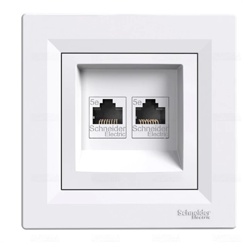 Asfora 2xRJ45 számítógép csatlakozó Cat5 UTP kerettel fehér EPH4400121