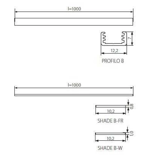 Aluprofil 10mm ledszalaghoz 1000mmx12,2mmx7mm 19161 (10db/csom) PROFILO B