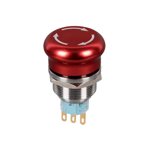 Beépíthető fém vésznyomó, elforgatható 1z + 1NY 5A, IP65  beépítési furat átmérő: 22mm  250VAC  401546