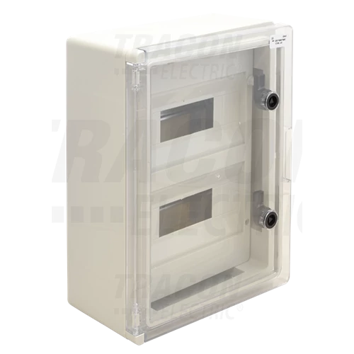 Fali műanyag szekrény 2x12modul  400x300x165 (MxSZxMÉ) átlátszó ajtós IP65 IK08 RAL7035 TME403017T Tracon