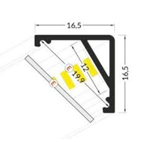 Aluprofil sarok 12mm ledszalaghoz eloxált ALU  CABI12E