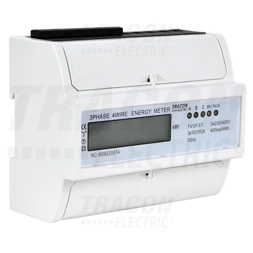 Fogyasztásmérő, direkt, 3 fázis 10A / 100A, digitális, 7 modulos TVOF37