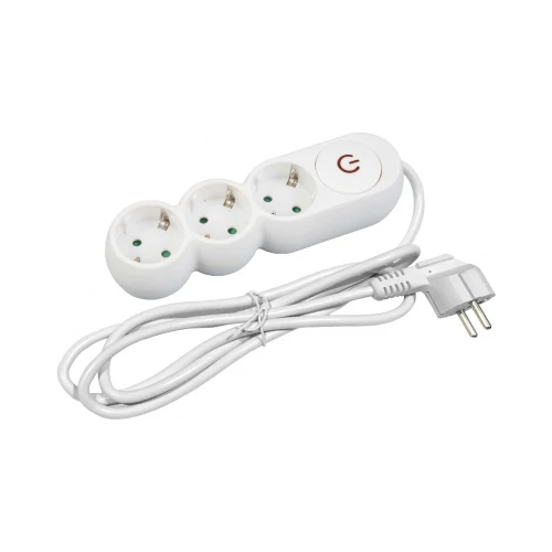 Hálózati elosztó  3-as 1,5m kapcsolós 3x1,5mm2, fehér max.: 3680W ESERS1.5G3-1.5-SW