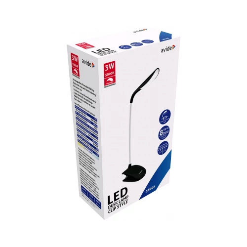 Csiptetős lámpa, fekete 1,5W 120lm, fényerőszabályozható LI-ON akkumulátorral, töltővel ABLDL-CLIP-1.5W-BL