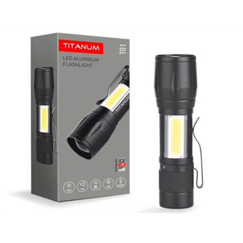 Akkumulátoros zseblámpa, fémházas 6500K, 400mAh, 120lm, IPx2,  TLF-T01