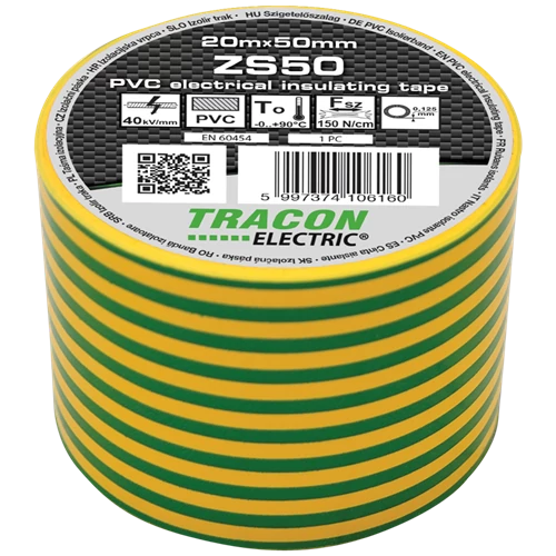 Szig.szalag Zöld/Sárga 20m x 50mm Tracon ZS50