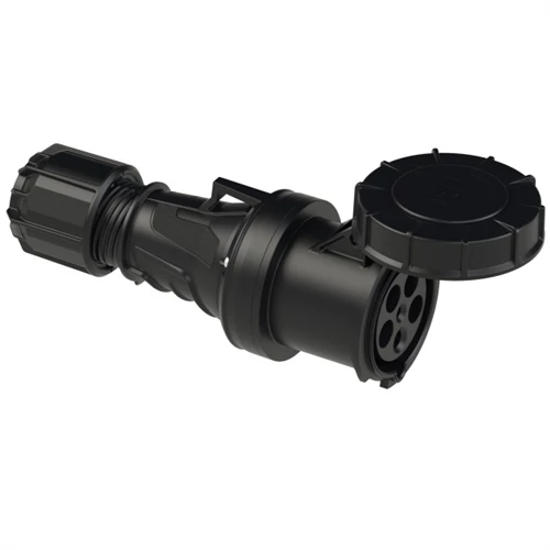 Ipari lengő dugalj 63A 5P 3P+N+E 400V(50+60Hz) fekete egyenes (Dafh-634) IP67 235-6xs