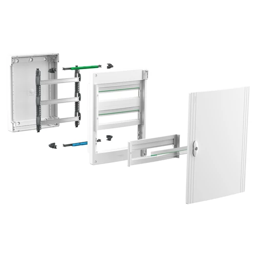 Kiselosztó  falon kívüli átlátszó füst ajtó 3x18M 56modul IP40 3 sor PE/N sín LVSXR318