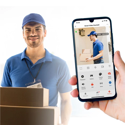 Smart videó kaputelefon szett - Wi-Fi-s, akkumulátoros - HD - fekete  55385BK